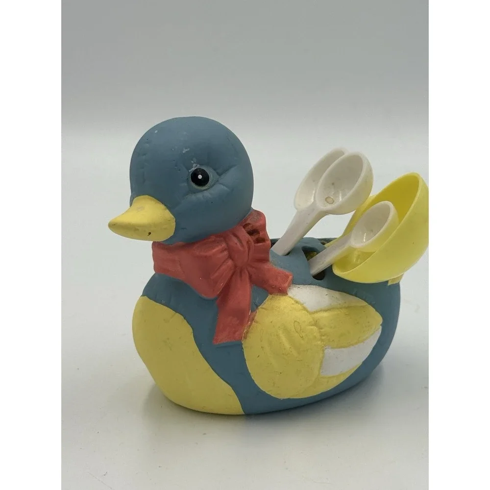 Vintage Handpainted Ceramic Duck With Measuring Spoons